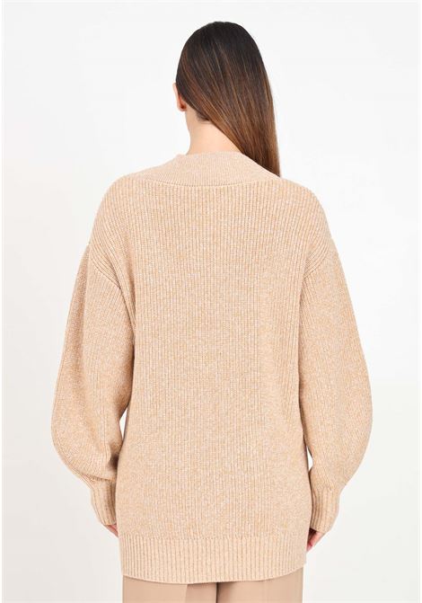 Cardigan beige da donna in viscosa mouliné punto pannocchia ELISABETTA FRANCHI | MK85S46E2AB2